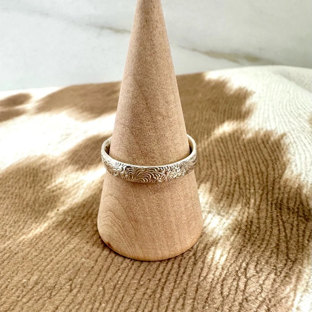 Sterling silver floral stacking ring